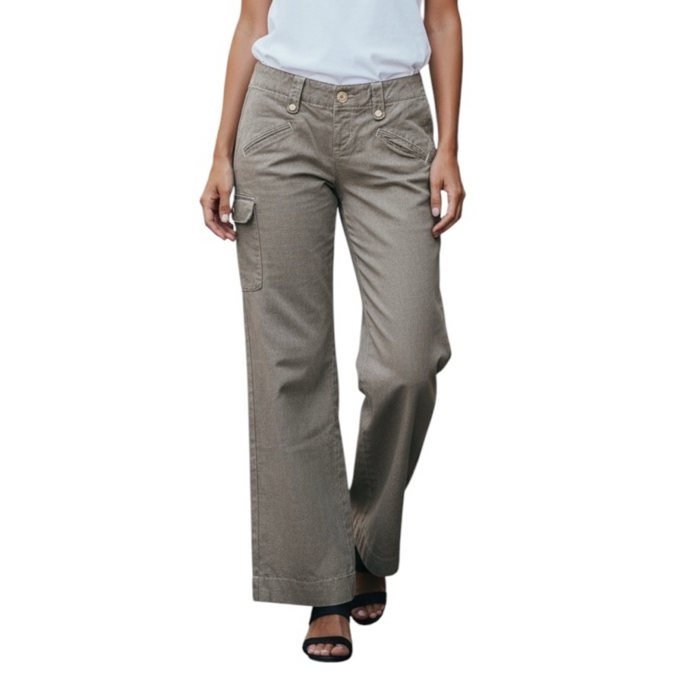 JAMES PERSE women’s grey wide leg cargo pants with button detail size 28 trouser
